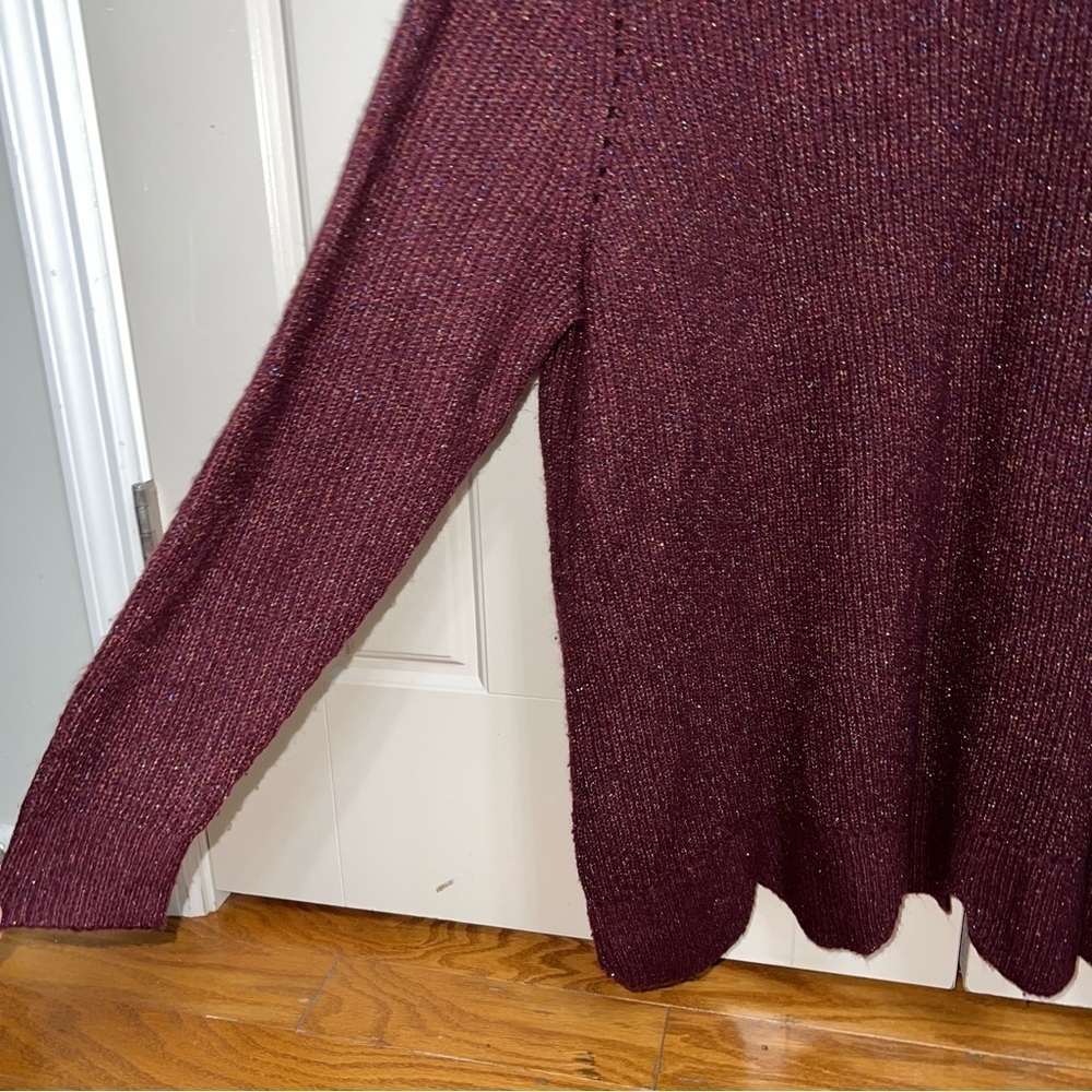 Lane Bryant Maroon and Metallic Sparkle Long Sleeve Sweater Size 18/20 - Picture 5 of 10